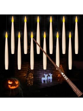 Floating Candles with Magic Wand Remote 12pcs Flameless Taper Candles Flickering